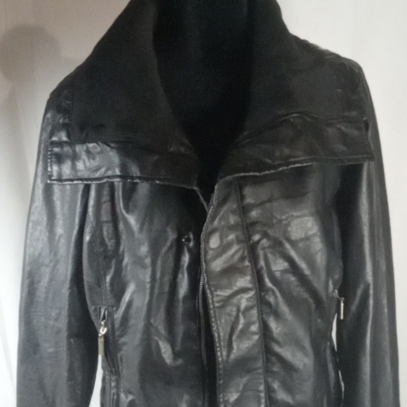 Lane crawford black women's leather jacket small/ medium - Picture 2 of 8